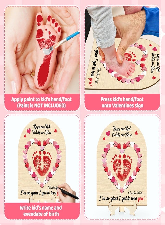 Yewfold Baby's First Valentines Day Footprint Sign DIY Wooden Art Baby's First Valentine's Day Gift Babies Keepsake Milestone Nursery Decor (Heart) - Image 4